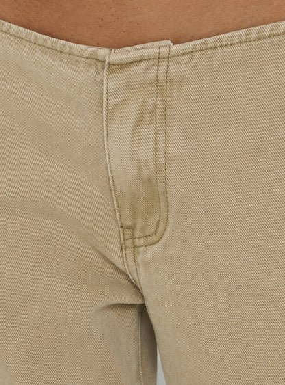Buenos No Waist Low Rise Straight Leg Jeans Washed Khaki