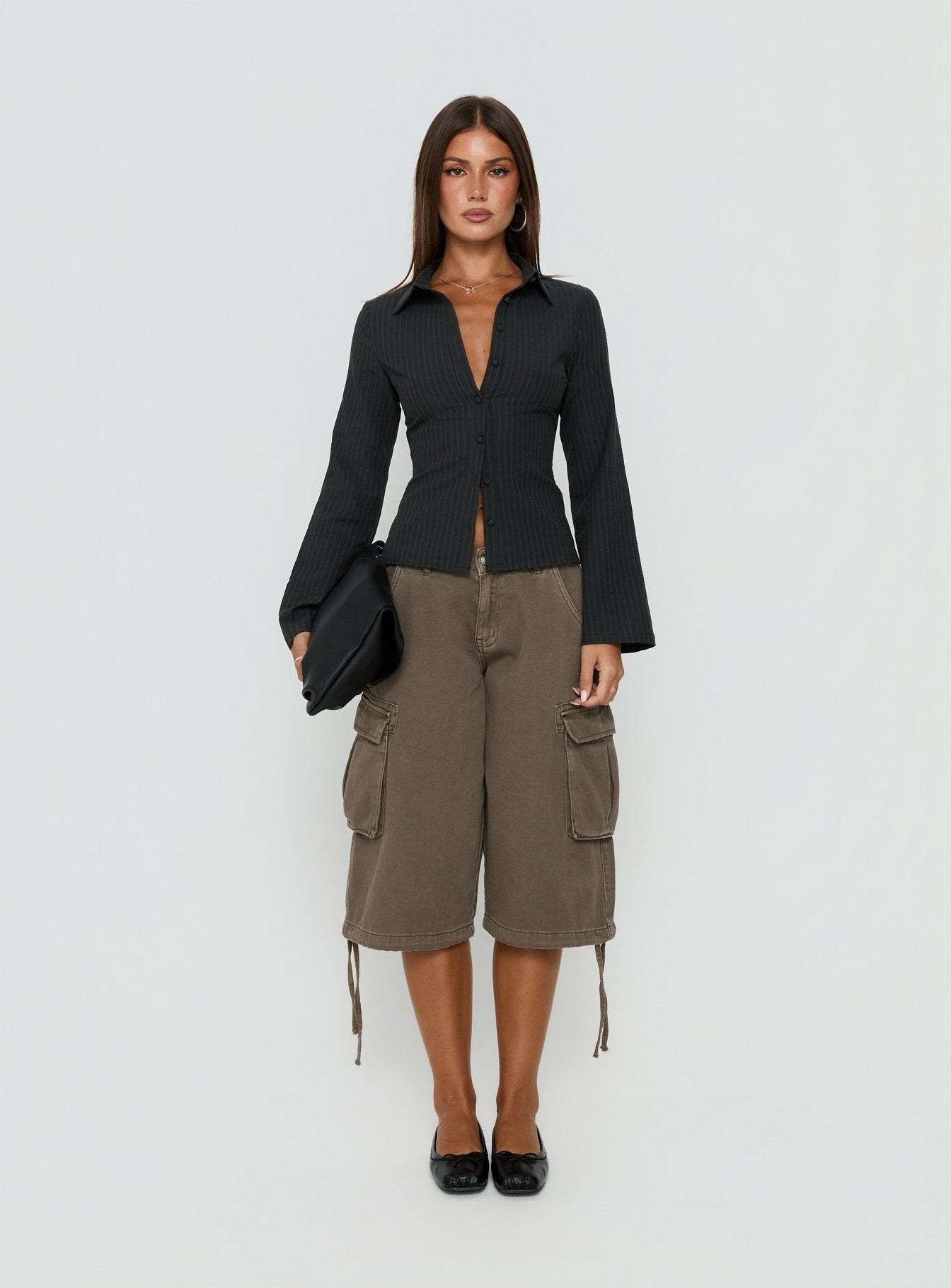 Anni Pinstripe Shirt Black