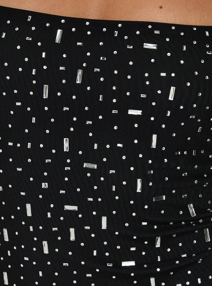 Anestassia Embellished Mini Dress Black
