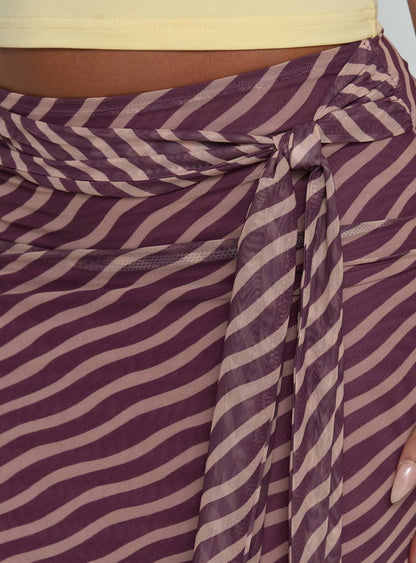 Caviar Tie Maxi Skirt Brown Stripe