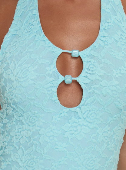 Blue Sky Halter Cut Out Mini Dress Blue