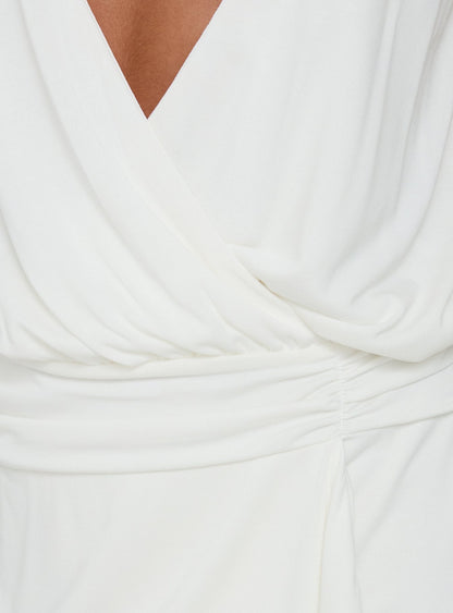 Carissima Drape Plunge Mini Dress White