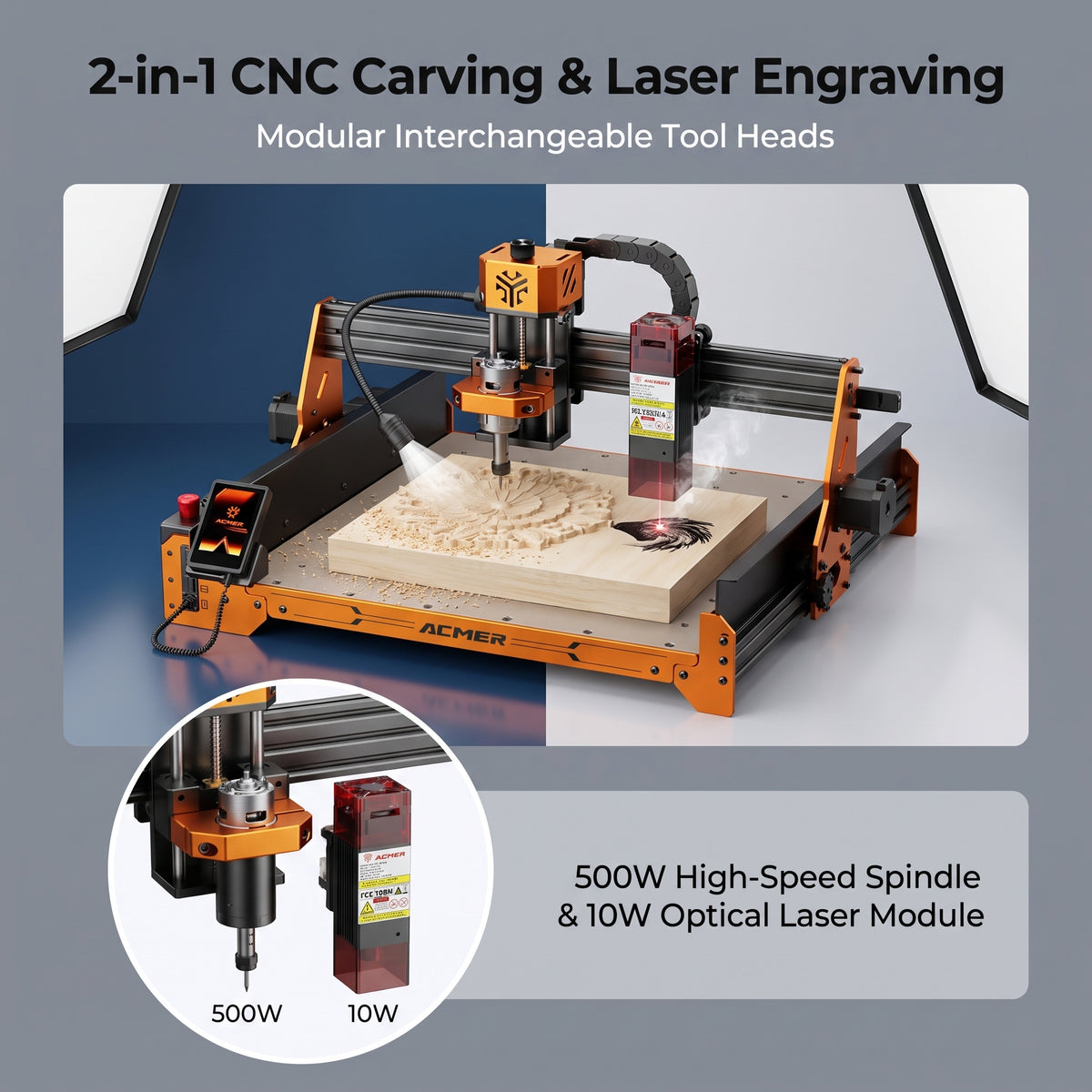 ACMER ASCARVA 4S CNC Router Machine – Precision Engraving & Cutting Tool for Wood, Acrylic, Plastic and DIY Crafts