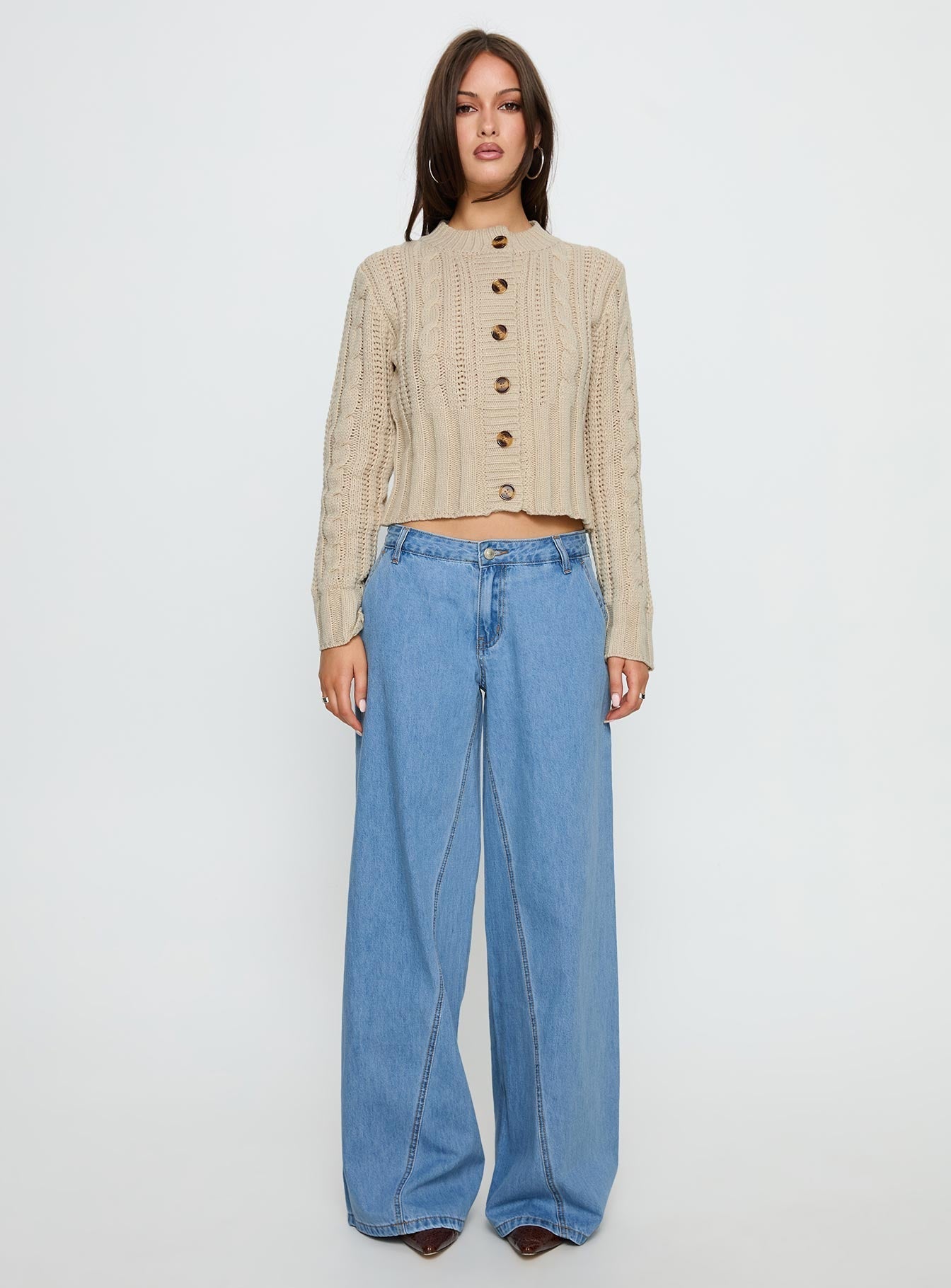 Carmon Mid Rise Wide Leg Jeans Blue