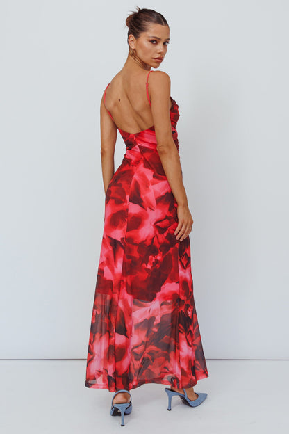 Beulah Twist Bodice Maxi Dress Floral Pink