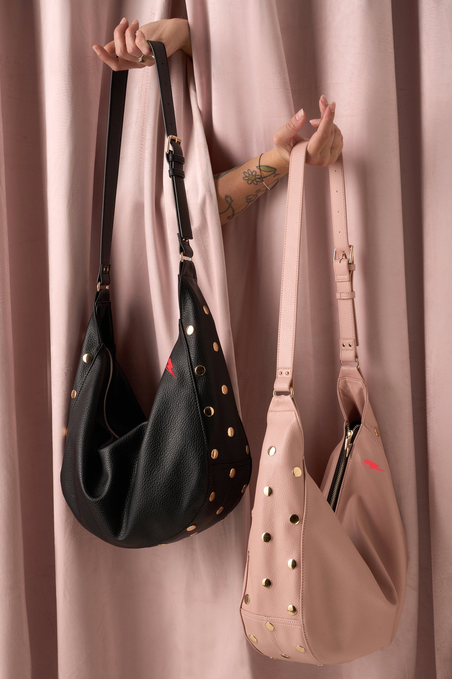 Light Pink Studded Slouch Bag