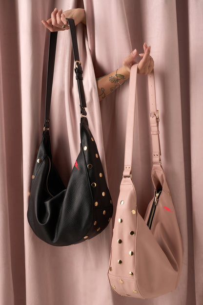 Light Pink Studded Slouch Bag