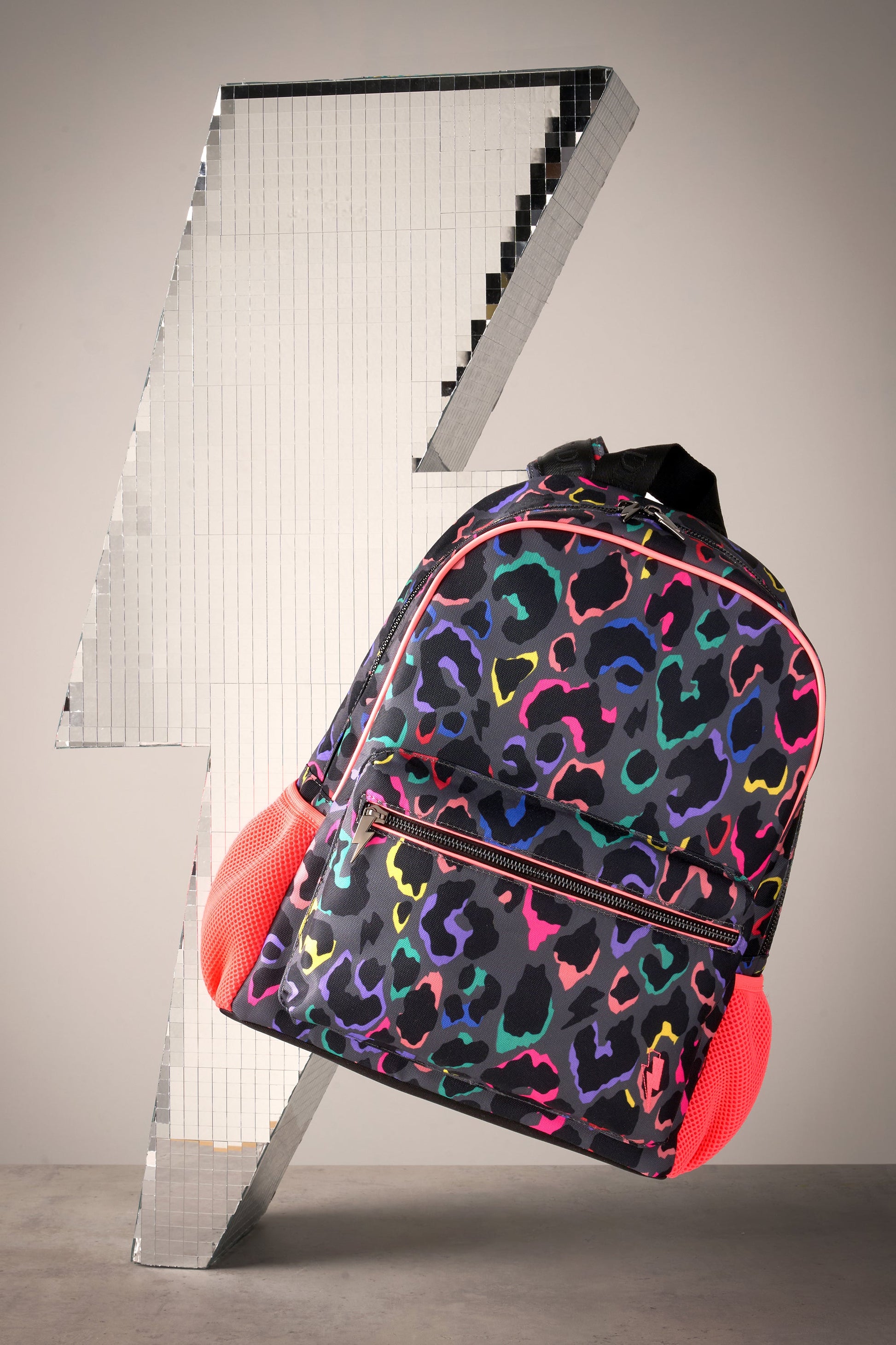 Grey with Rainbow Shadow Leopard Backpack