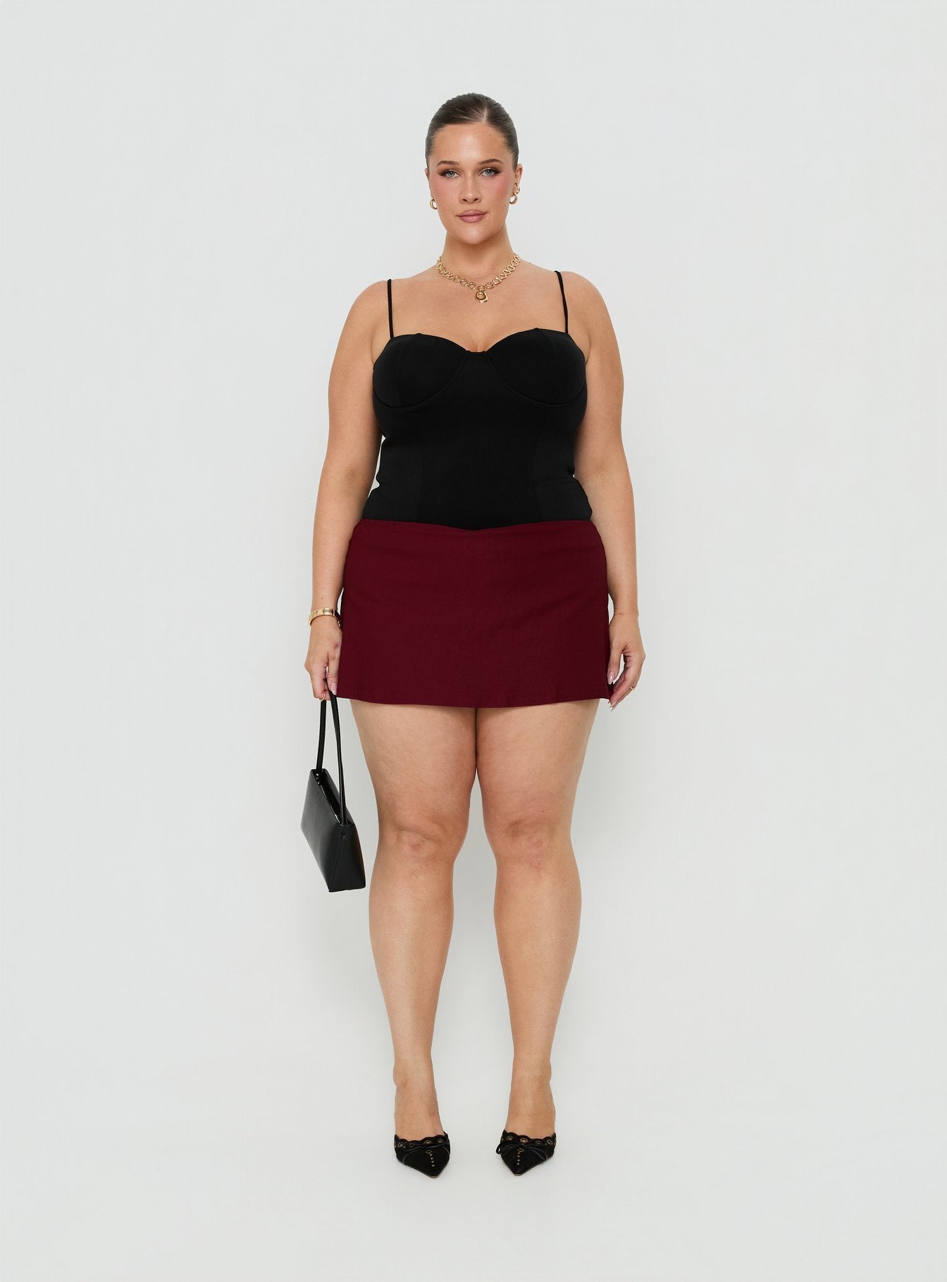 Can't Sleep Skort Burgundy Curve