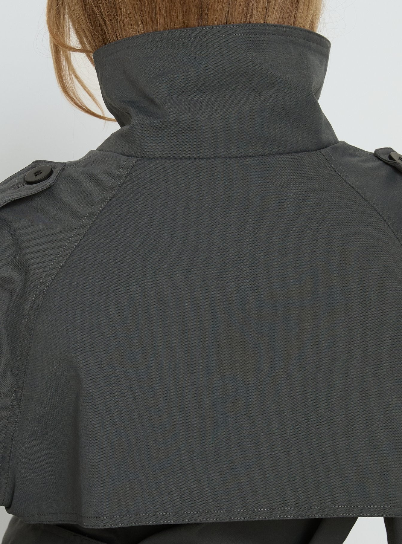 Blanc Cropped Trench Coat Olive