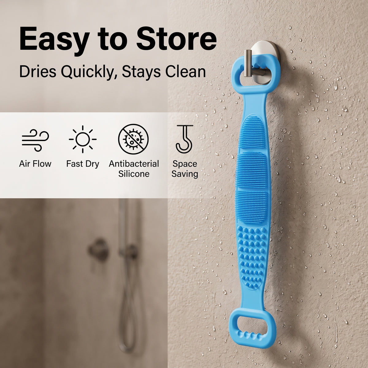 🛁 Silicone Back Scrubber Towel – Reach Every Inch With A Better Shower Clean ✨