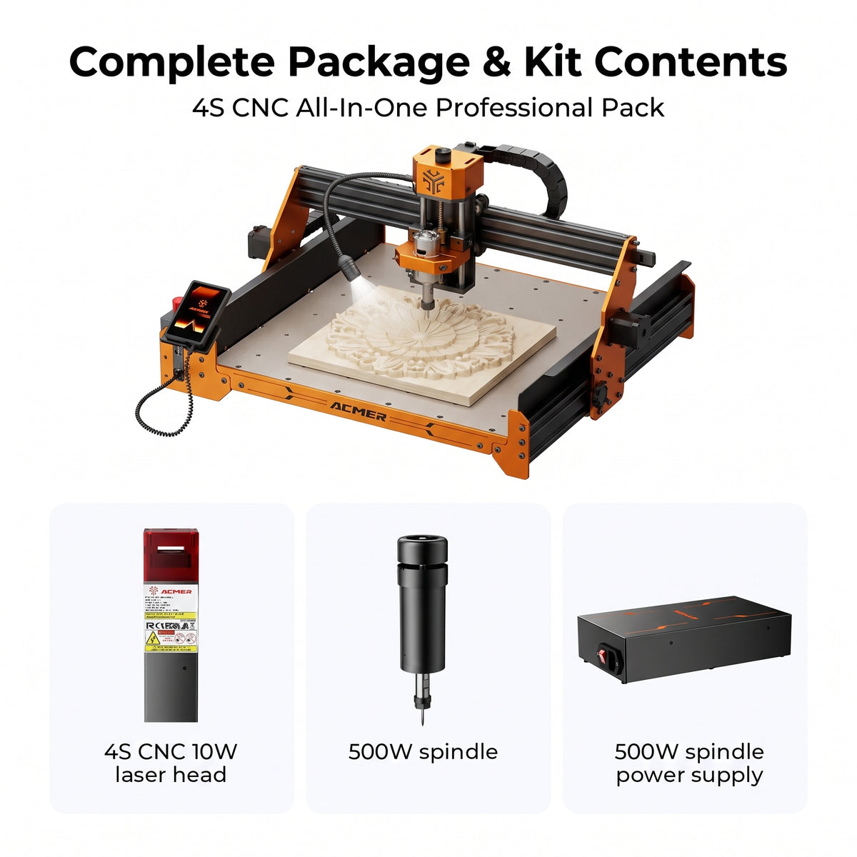 ACMER ASCARVA 4S CNC Router Machine – Precision Engraving & Cutting Tool for Wood, Acrylic, Plastic and DIY Crafts