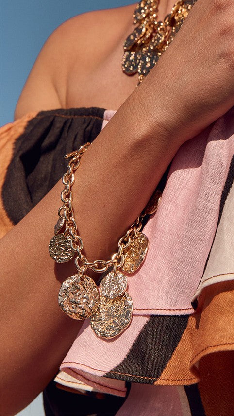 Molten Metal Disc Bracelet - Gold