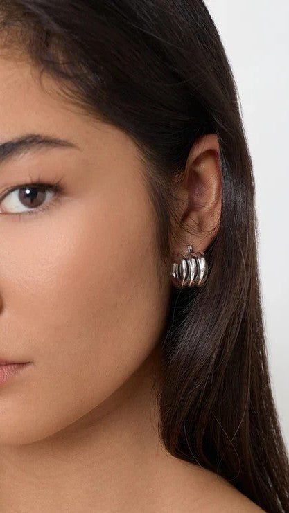 Trio Rows Mini Earrings - Silver