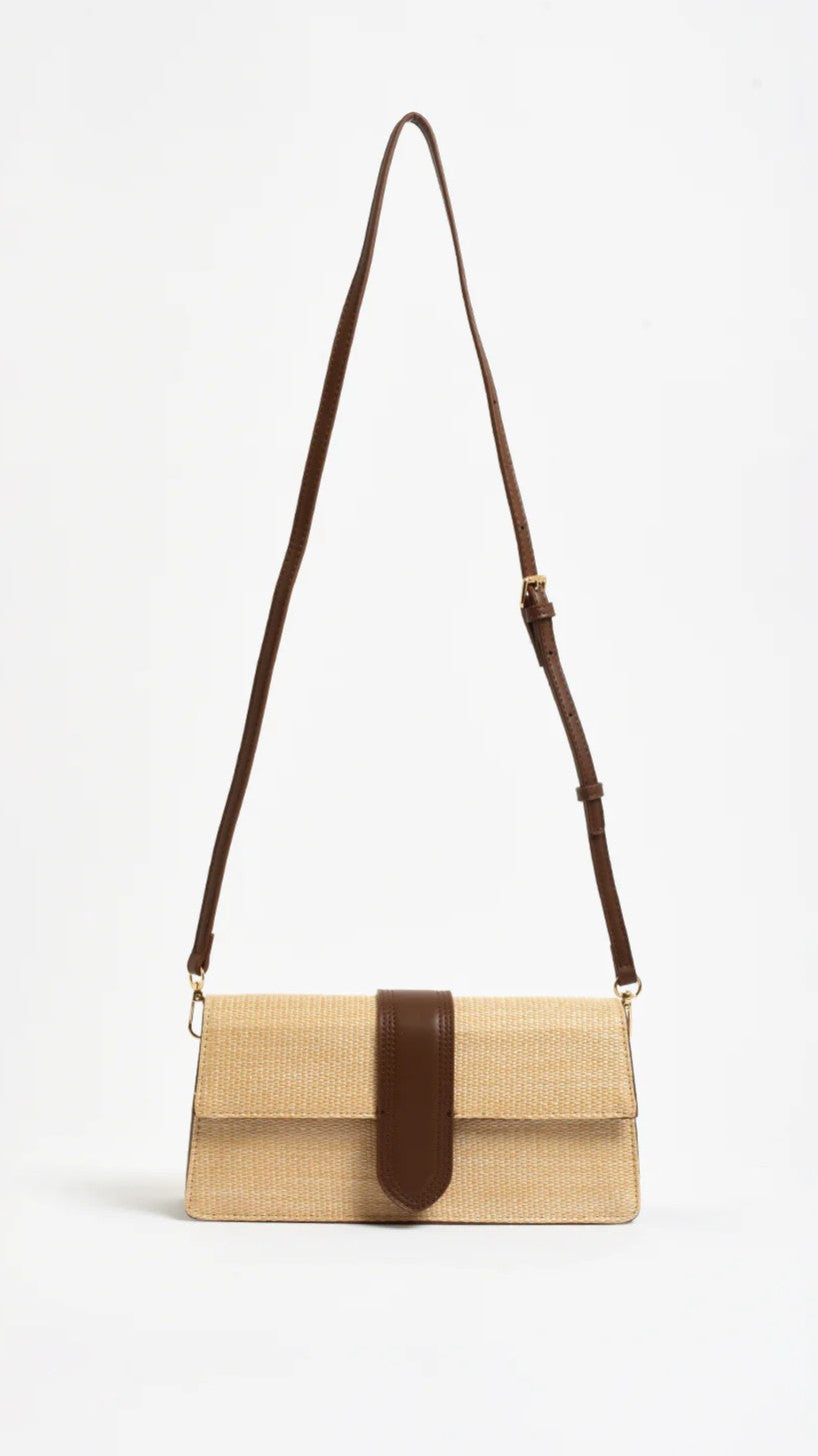Woven Fold Over Small Bag - Natural