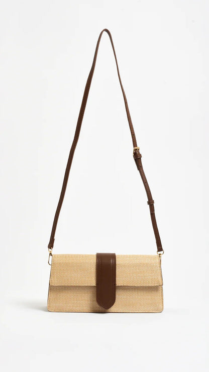 Woven Fold Over Small Bag - Natural
