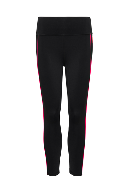 Black with Neon Piping 7/8 Length Active Leggings