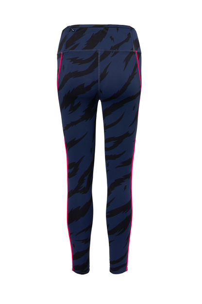 Navy with Black Graphic Tiger Print Full Length Active Leggings