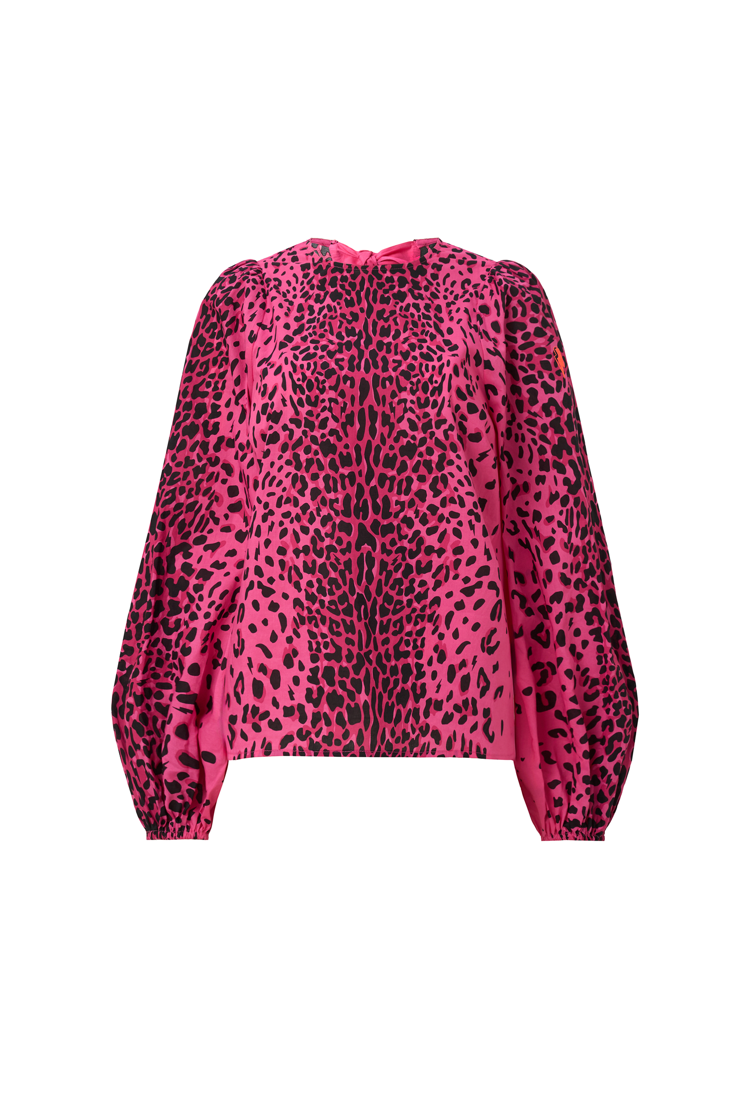 Pink with Black Wild Leopard Blouson Sleeve Top