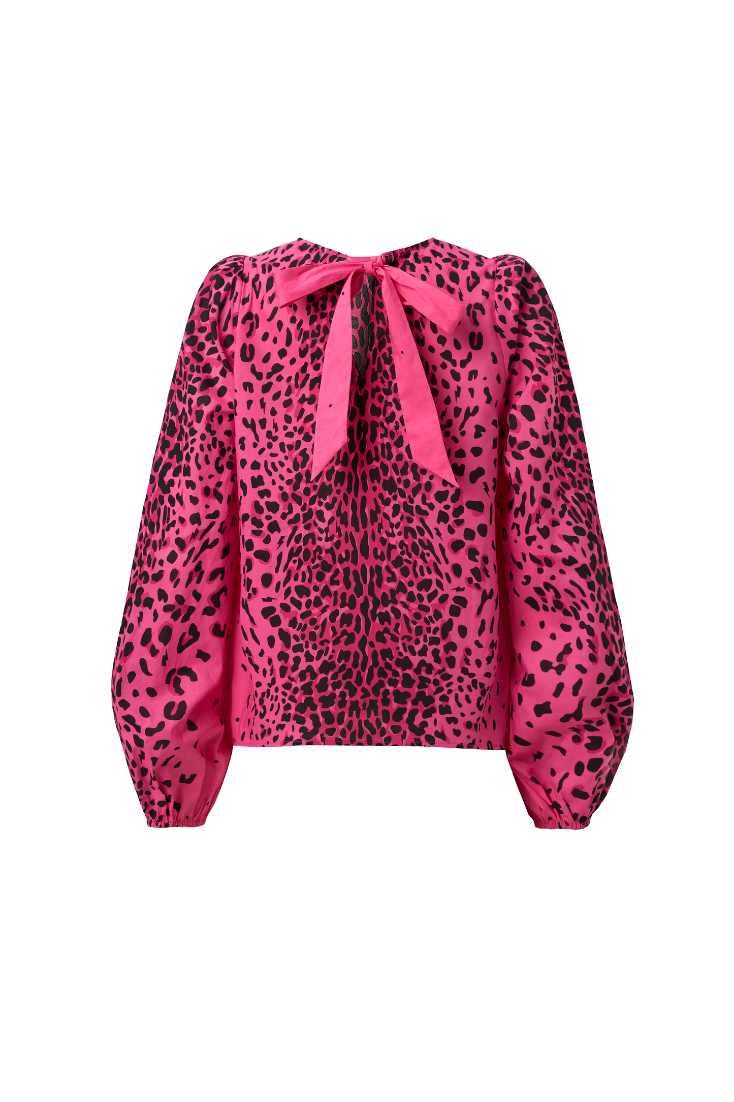 Pink with Black Wild Leopard Blouson Sleeve Top