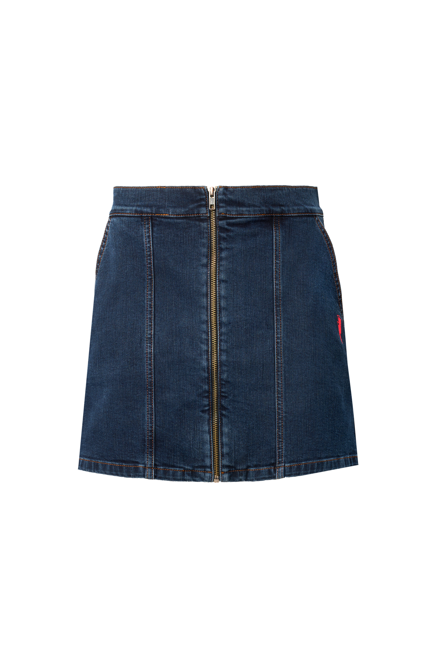 Dark Indigo Zip Front Denim Mini Skirt