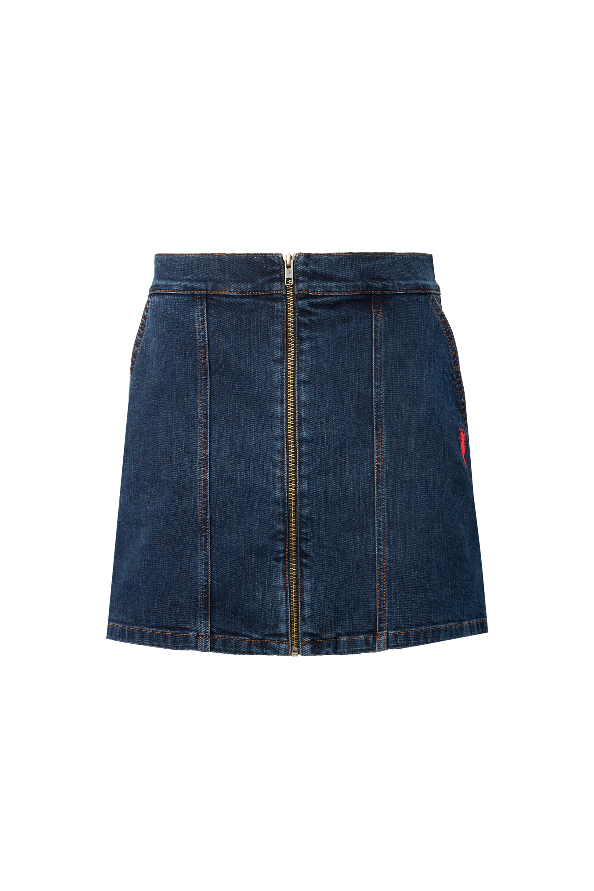 Dark Indigo Zip Front Denim Mini Skirt