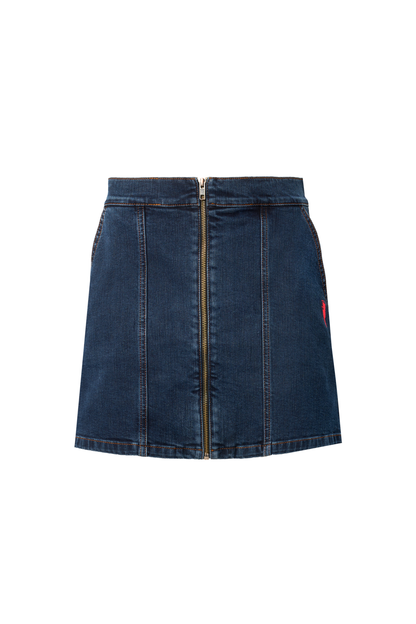 Dark Indigo Zip Front Denim Mini Skirt