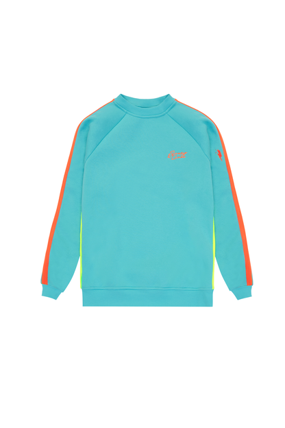 Bright Green with Coral Colourblock Relaxed Sweatshirt