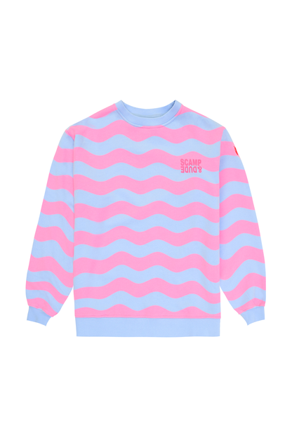 Pink Wave Stripe Oversized Sweatshirt
