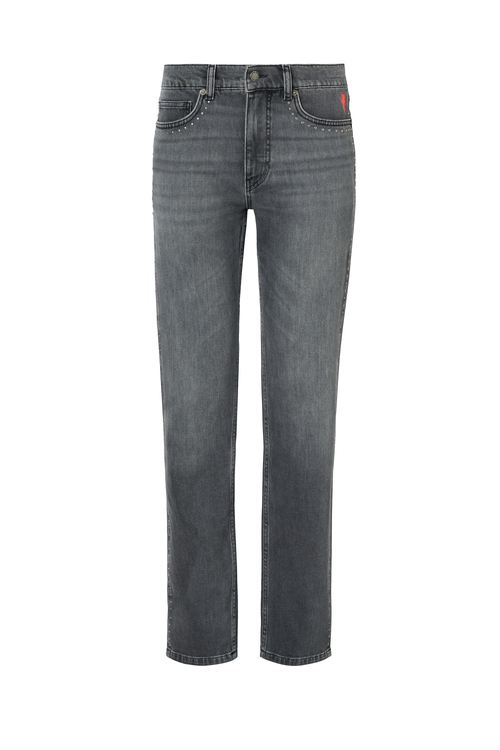 Washed Black Studded Boyfriend Jeans