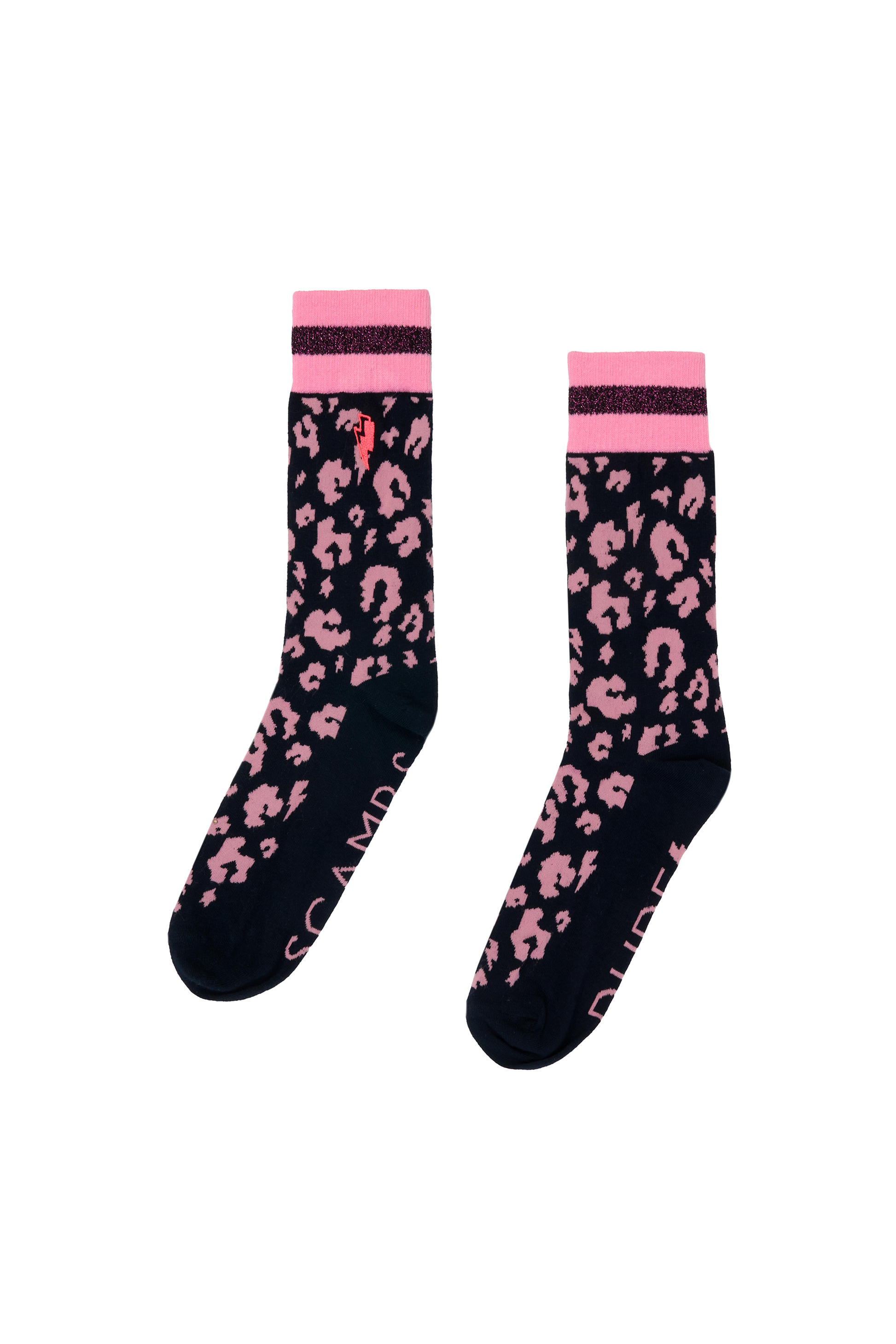 Navy with Pink Leopard Socks