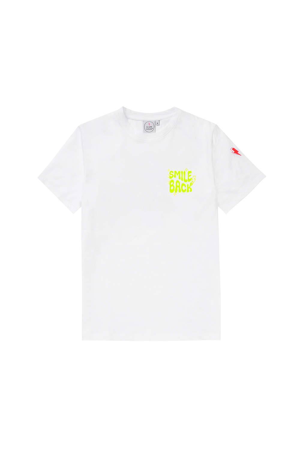 White with Neon Yellow Smile Back Slogan T-Shirt