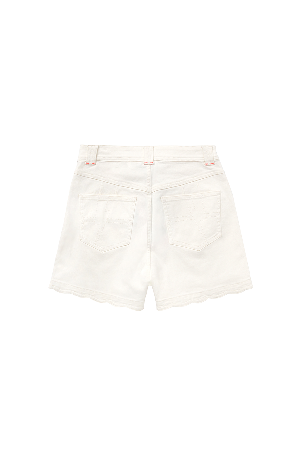 Ecru Scallop Denim Shorts