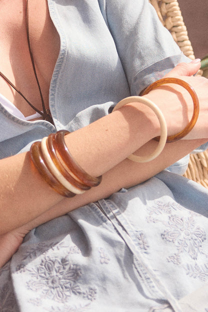 Hillhurst Three-Piece Marble Resin Bangle Set