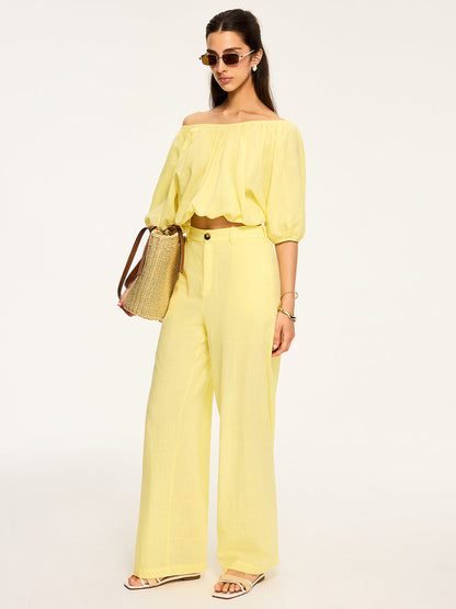 Puff-Sleeve Back-Tie Blouse