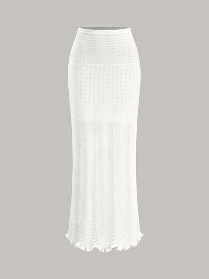 Wave Pattern Knit Maxi Skirt