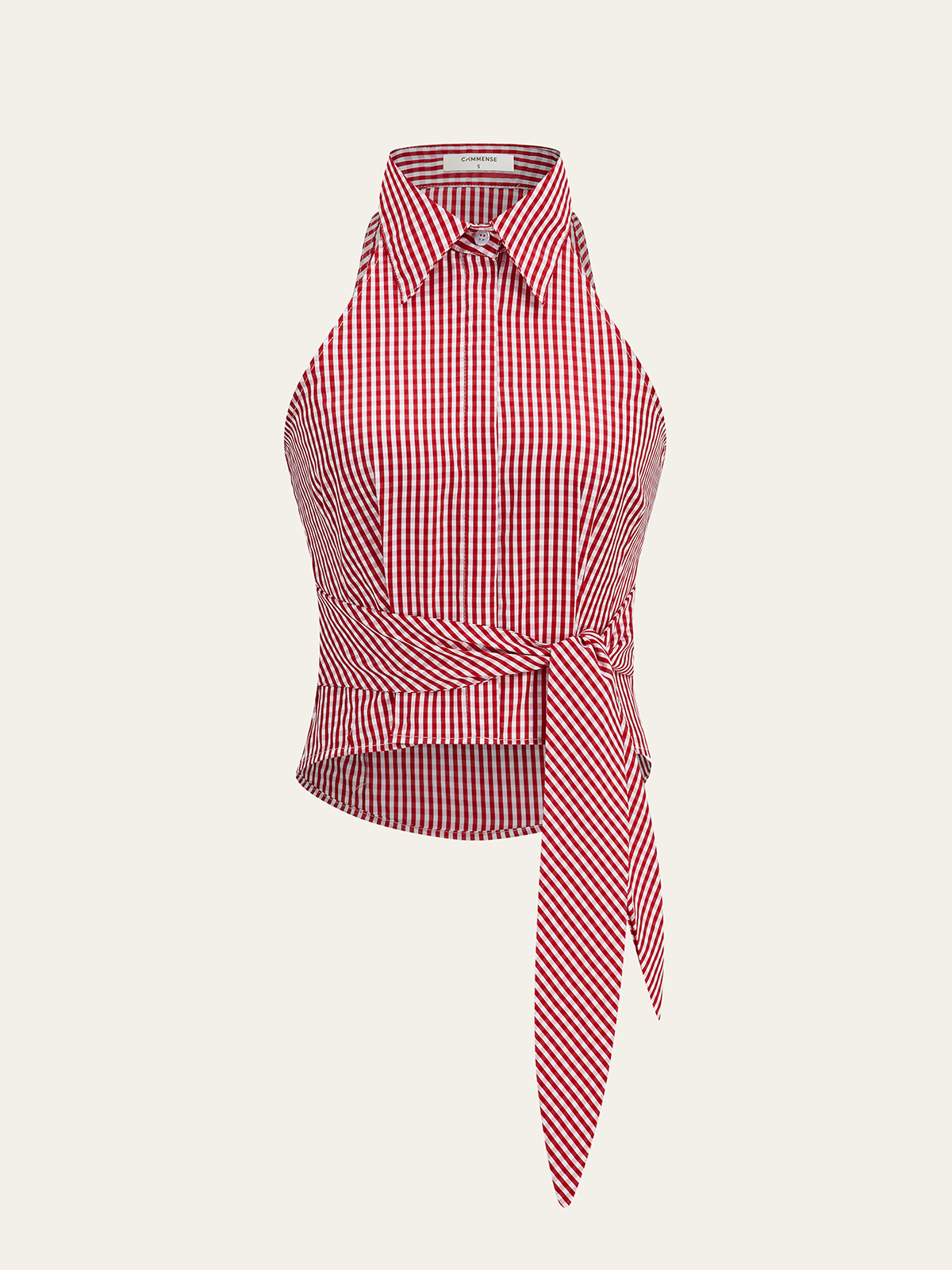 Striped Tie-Waist Crop Top with Improved Fit