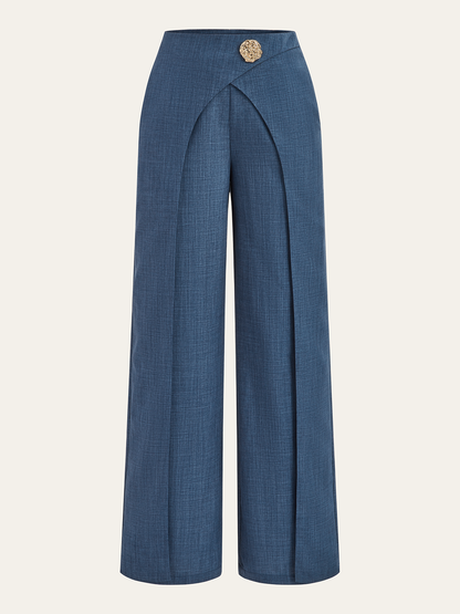 Metal Detail Straight-Leg Pants