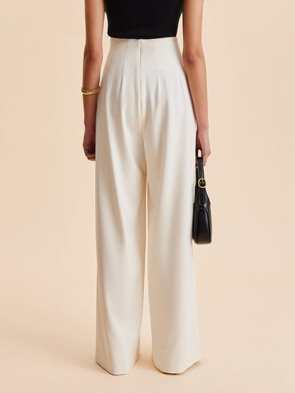 Embellished High-Waist Wide-Leg Pants with Improved Comfort