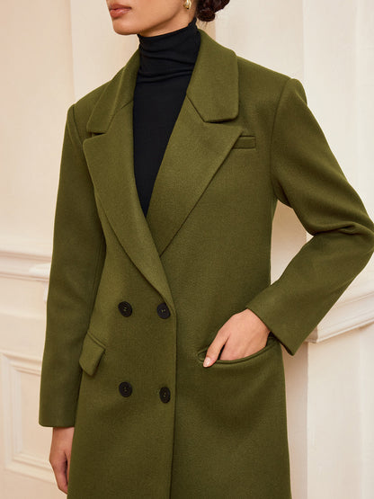 Double-Breasted Belted Long Coat