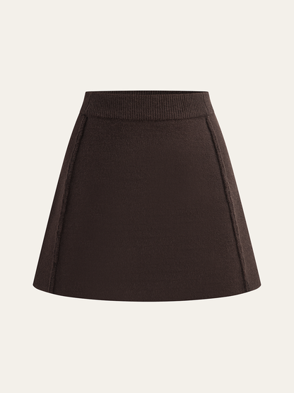 Lamb Sleeve Metal Button Knit Top and Skirt Set