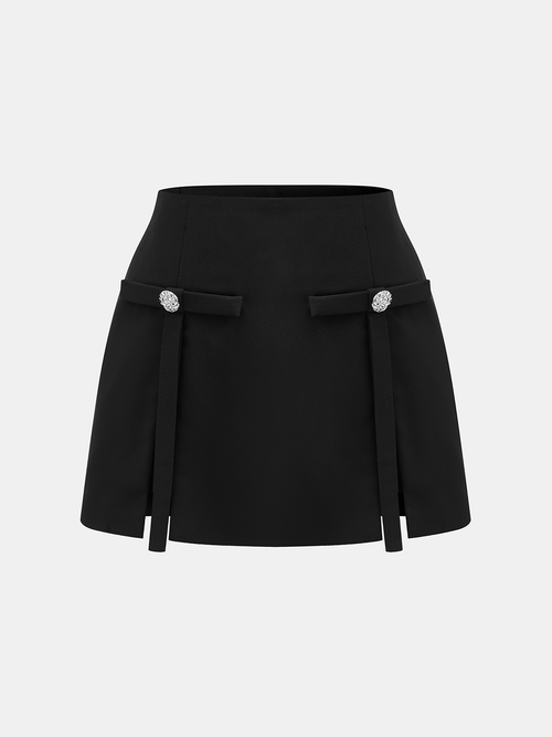 Embellished Strap Detail Mini Skirt