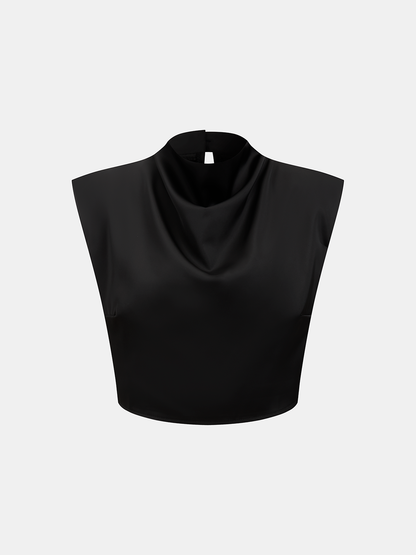 Satin Cowl-Neck Top & High-Waisted Skirt Set