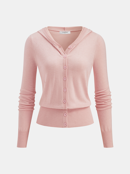 Wool-Blend Hooded Cardigan