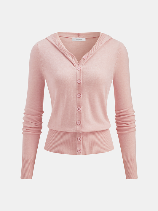 Wool-Blend Hooded Cardigan
