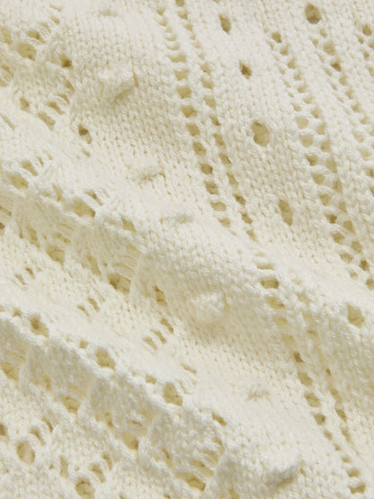 Contrast Trim Open-Knit Sleeveless Top