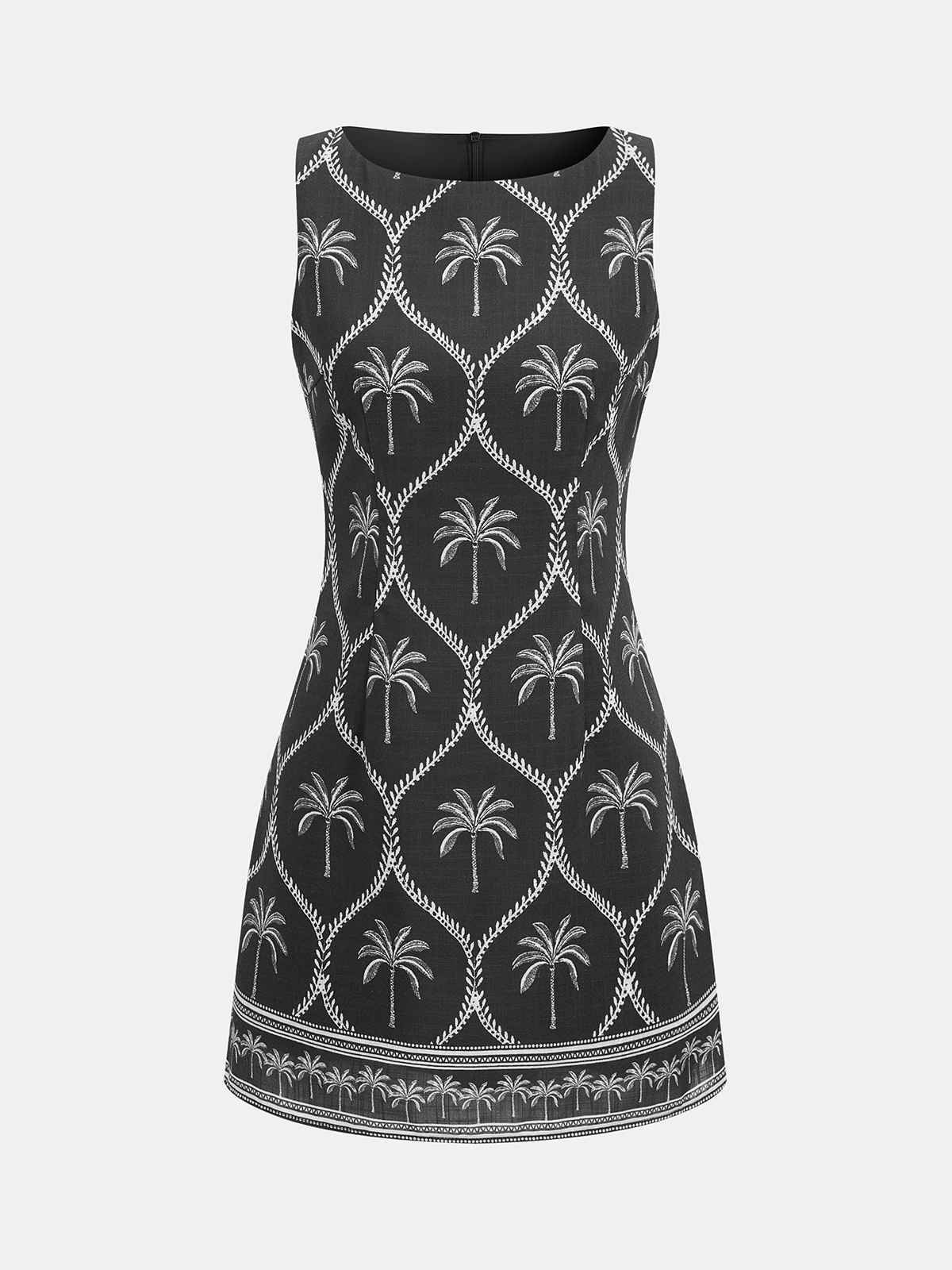 Sleeveless Palm Tree Print Mini Dress