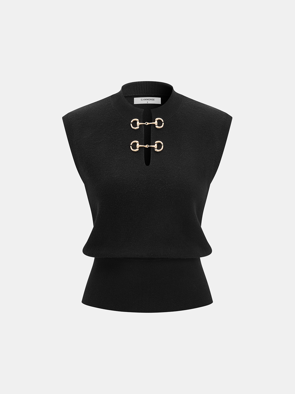Horsebit Detail Sleeveless Knit Top