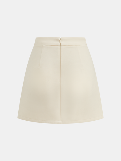 Strapless Button-Down Top & Mini Skirt Set