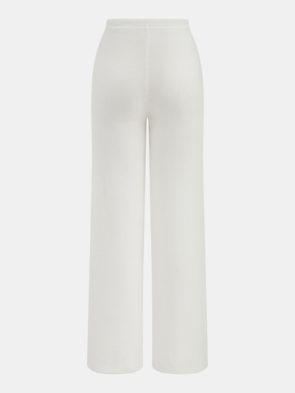 Ribbed Off-Shoulder Top & Drawstring Pants Set